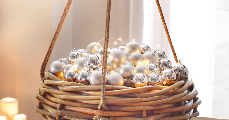Ambiente & Design – Unser Deko-Tipp: Pflanzkorb mit Christbaumkugeln