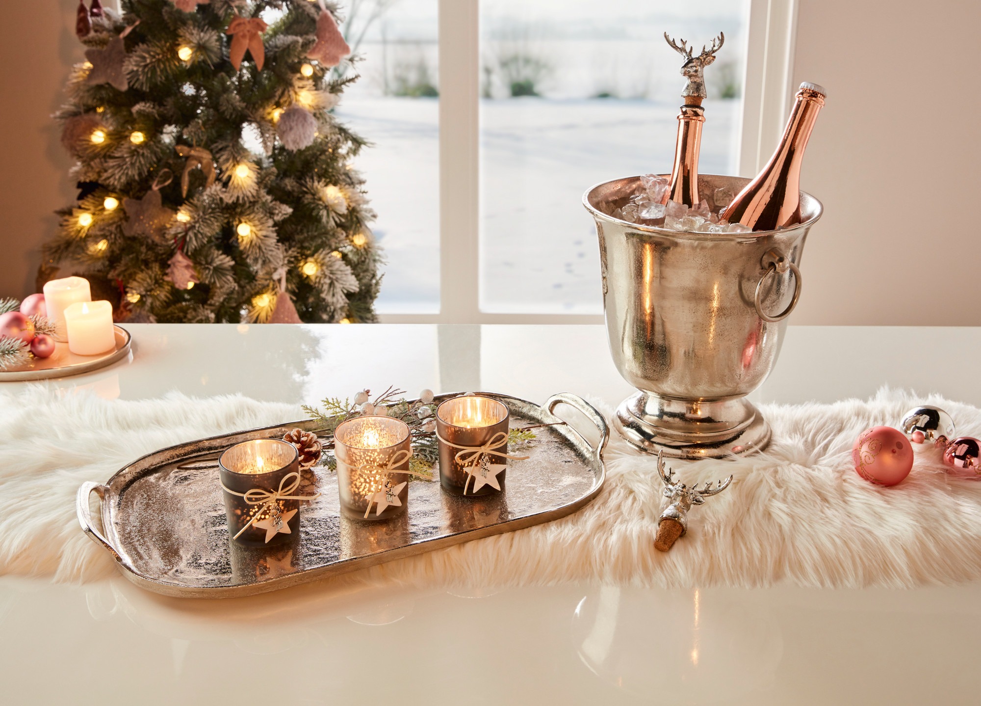 Sektkühler + Kerzendeko für Silvester